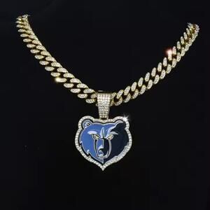 Necklace Iced Chain Memphis Grizzlies Fan Iced Pendant